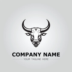 Bull Head symbol logo company vector image on the white background