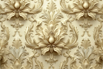 A seamless pattern with carved floral, their intricate details captured in hyper detail. Created with Ai