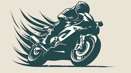 Road motorcycle rider, abstract silhouette, motor sport