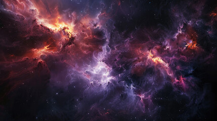 Amazing nebula in the universe with shining colorful clouds on outer space background