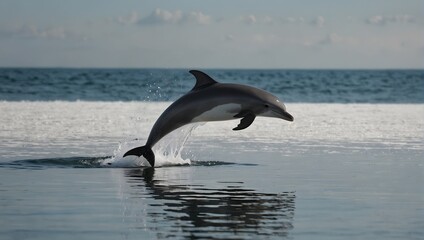 A solitary dolphin dances gracefully against a backdrop of solid white serenity ai_generated
