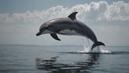 A solitary dolphin dances gracefully against a backdrop of solid white serenity ai_generated