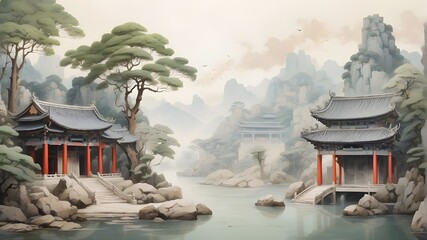 Calm of the Old Temple: A Quiet Forest in Imaginary China