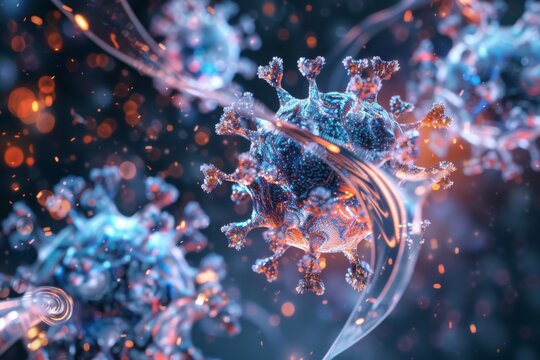 virus particles emerging