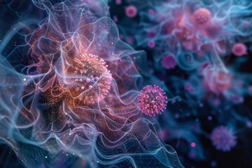 virus particles forming intricate