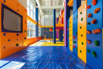 Colorful indoor sports gym designed for children