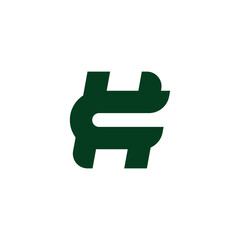 letter hc green finance simple geometric logo vector