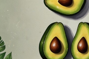 avocado watercolor technique. avocado background for text