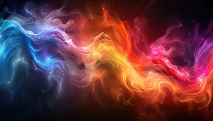 Colorful smoke cloud on a black background. Abstract colorful dust and powder explosion in a dark space. Created with Ai