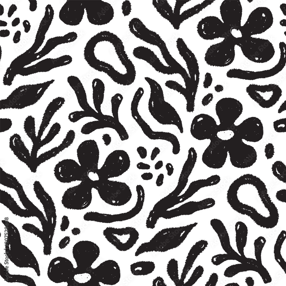 Poster abstract floral shape seamless pattern. abstract modern floral leaf texture shape background. organi
