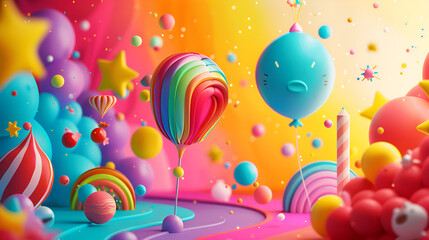 fondo de colores y dulces para invitación digital de niños alegría y felicidad fondo colorido plantilla para diseño y decoración infantil