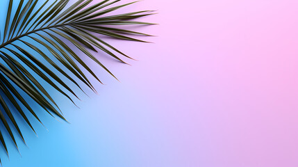Fototapeta na wymiar Colorful gradient background with palm leaves