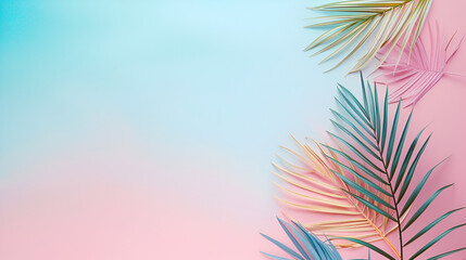 Fototapeta premium ornamento de diseño con espacio para copia fondo liso con hojas de colores estilizadas