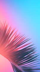 Colorful gradient background with palm leaves