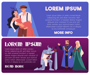 Obraz premium A set of two banners for invitations to a performance with theater characters.