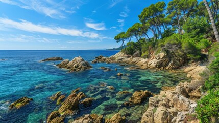 Coastline of the Costa Brava in The Cap de Creus, a natural park in the northern Costa Brava