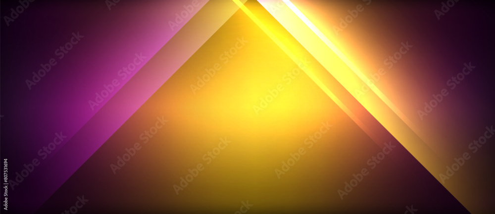 Poster an amber triangle and orange rectangle create a pattern of symmetry with tints and shades on a dark 