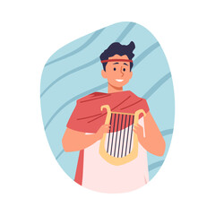 Happy ancient lyre player vector illustration