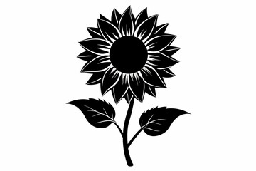 sunflower isolated on white background, Vector illustration, silhouette, bird, icon, svg, characters, Holiday t shirt, Hand drawn trendy Vector illustration, Rose flower