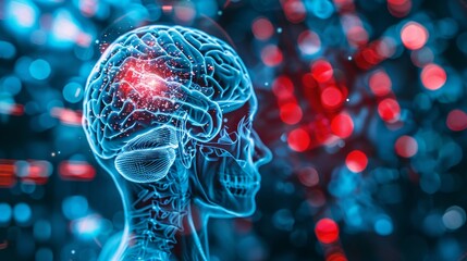 Human brain with traumatic injury