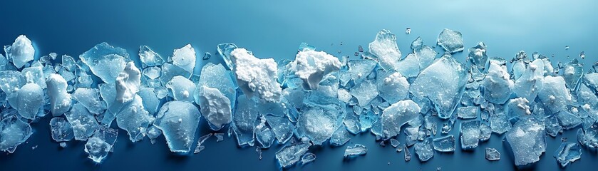 Obraz premium Aerial shot of shrinking ice caps, taken at a Dutch angle with negative space and looking room, emphasizing less is more