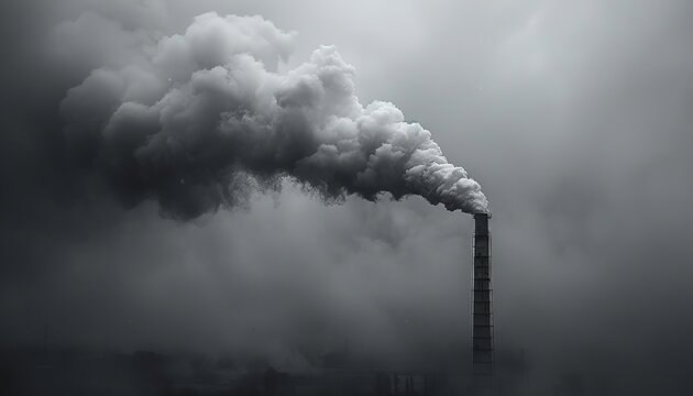 Less is More, Gloomy Smoke Stack A single smoke stack releasing smoke against a minimalistic, gloomy sky