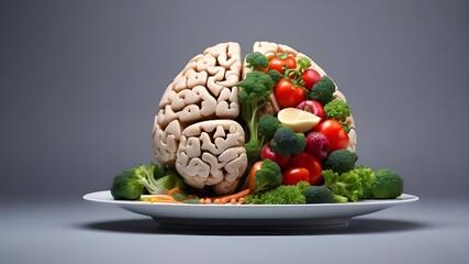 nourishing meal shaped like a brain. Concept of health in the brain