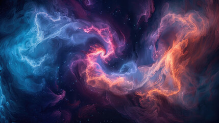 Amazing cosmic backdrop and nebula swirling purple and blue colors in outer space