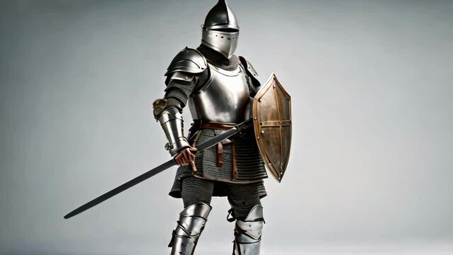 Knight. Iron armor. Knight with a spear. Generated AI