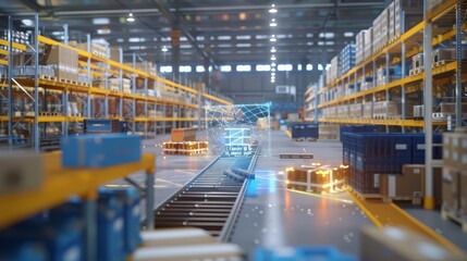Fototapeta premium Hightech warehouse with AR logistics