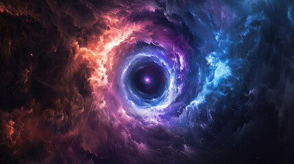 Amazing cosmic backdrop and nebula swirling purple and blue colors in outer space