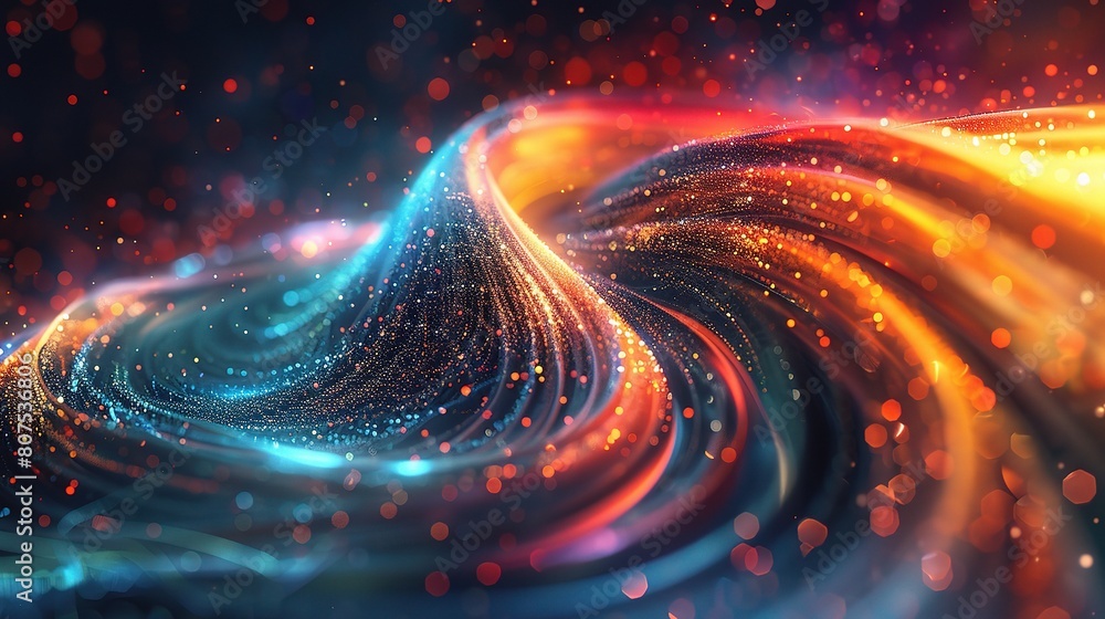Aufkleber an abstract depiction of network technology, with vibrant colors and swirling patterns symbolizing t
