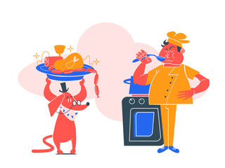 Cook tastes the food