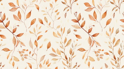 Seamless pattern. Warm neutral leaf pattern ideal for elegant wallpapers or textile designs.
