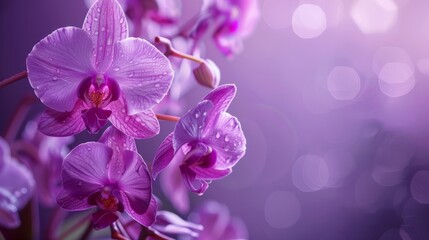Naklejka premium Purple flowers and purple wallpaper background