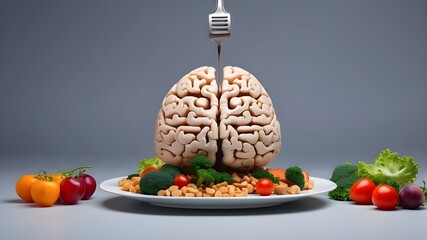 nourishing meal shaped like a brain. Concept of health in the brain