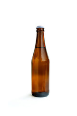 Beverage glass bottle isolated on white background, Glass brown  bottle, Beer bottle