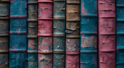 vintage books with worn edges