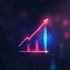 Show Colorful Glow HUD icon of business growth with very blurry backdrop enhancing its abstract representation