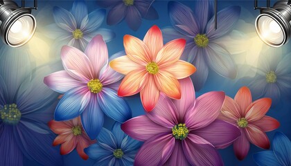 meticulously crafted vector composition showcasing isolated flower-shaped spotlights, meticulously designed for decorative purposes and visual enhancement.aet painting 3d texture background