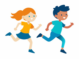 Running children  vector illustration on a white background