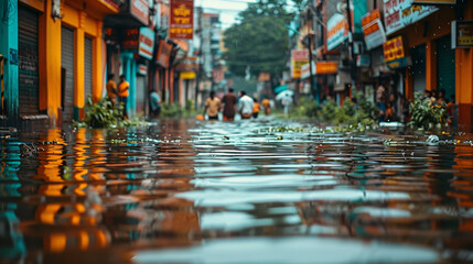 Streets in india flooded with water.