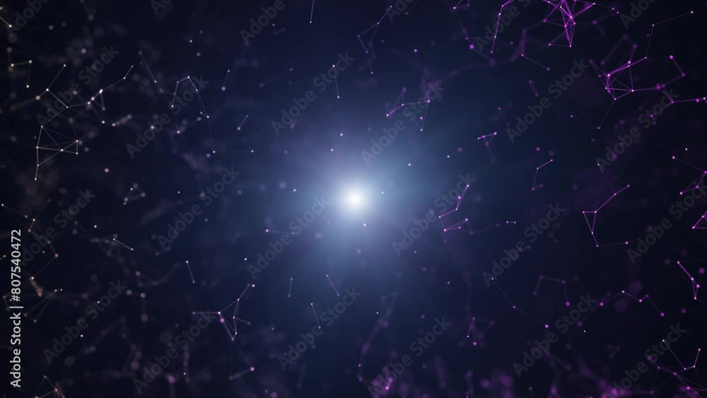 Aufkleber flickering colorful dots and lines on black background with glowing spot light animation.