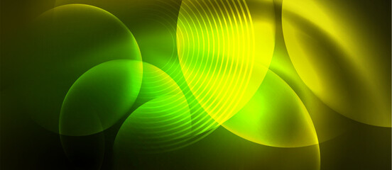Techno concept with neon circles geometric design. Vector Illustration For Wallpaper, Banner, Background, Card, Book Illustration, landing page