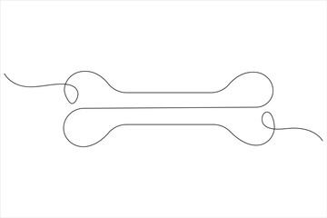 Vector illustration of dog bone continuous one line art drawing concept