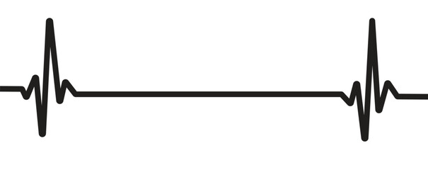 Cardiogram heartbeat heat pulse flat black line on white background. Vector illustration with editable stroke. eps 10