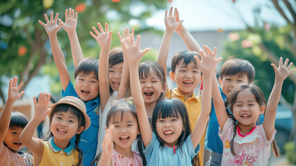  children outdoors at the schoolyard