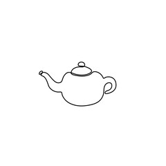 Arabic magic genie lamp, kettle, tea pot, emblem, logo design, continuous line drawing, design element for poster, banner, print, one single line on white background, isolated vector.