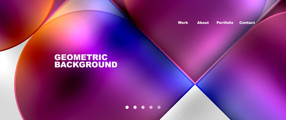 Circles and lines. Bright colorful geometry with glassmorphism effect. Vector Illustration For Wallpaper, Banner, Background, Card, Book Illustration, landing page