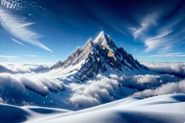 winter landscape with mountains, Mountain Melodies: Harmony in the Heights